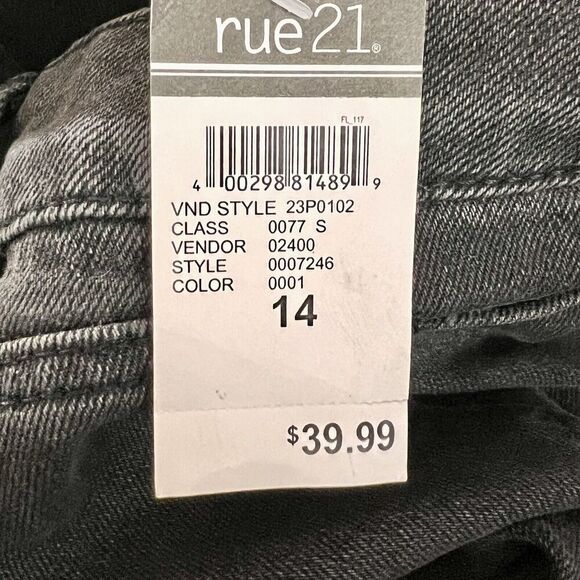 Rue 21 Jeans Size 14 Womens Mom Jean High Rise Dark Wash Black Denim NWT - Picture 6 of 10